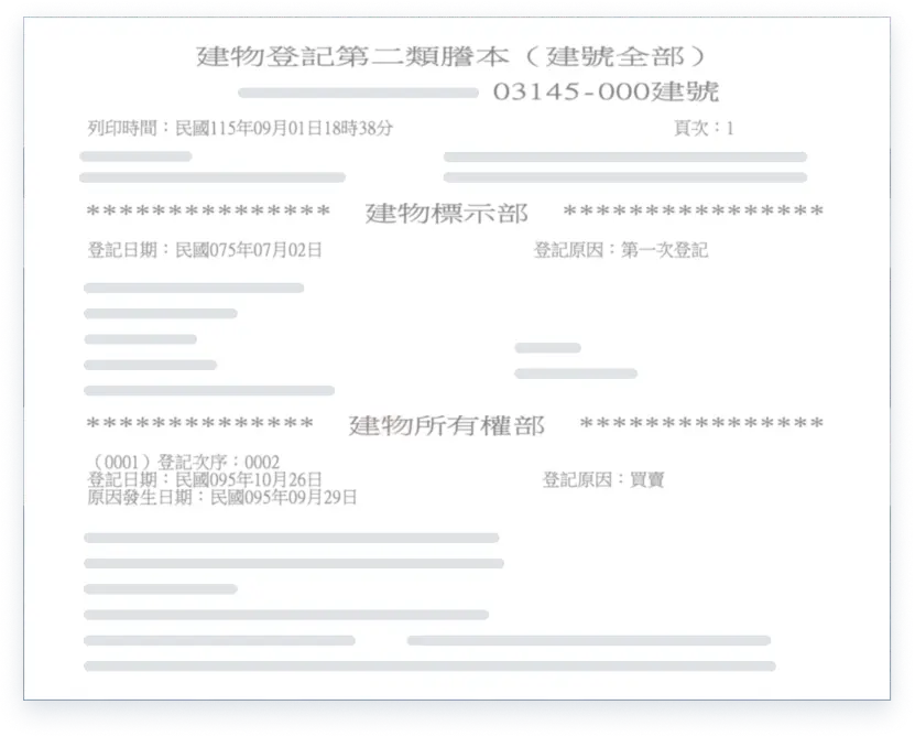 建物登記第二類謄本